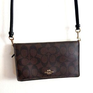 Coach Anna Foldover Crossbody Clutch Signature C Crossbody Bag Wallet